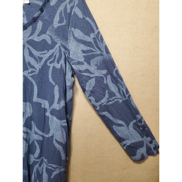 Chico's Cotton Blend Blue Abstract Print Button-Detail V-Neck Tunic Size 3 (XL) - Picture 2 of 7